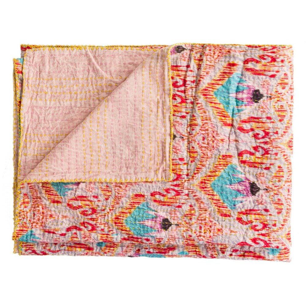 Taj Hotel Home Decor Kantha Cotton Throw | 1-Piece | Multicolor | 50"x70"